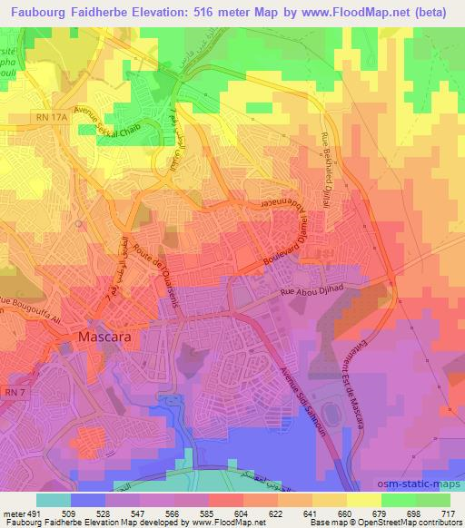 Faubourg Faidherbe,Algeria Elevation Map