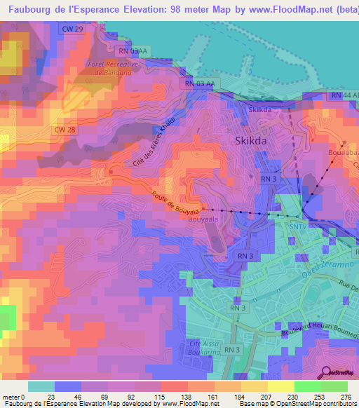 Faubourg de l'Esperance,Algeria Elevation Map