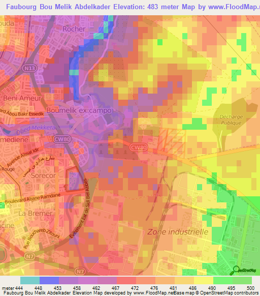 Faubourg Bou Melik Abdelkader,Algeria Elevation Map