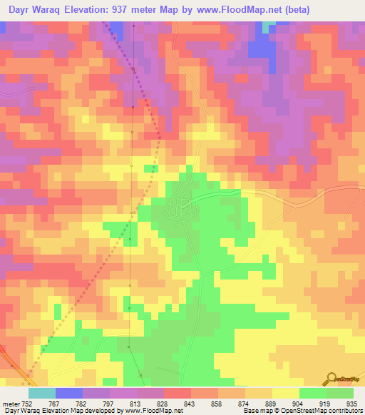 Dayr Waraq,Jordan Elevation Map