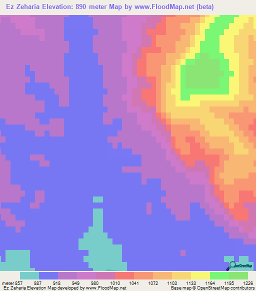 Ez Zeharia,Algeria Elevation Map