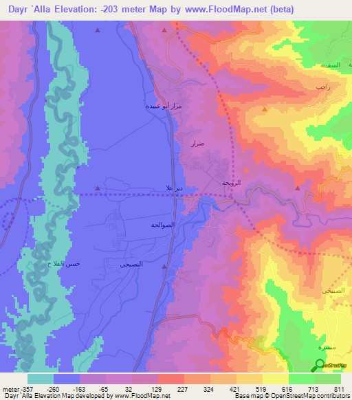 Dayr `Alla,Jordan Elevation Map