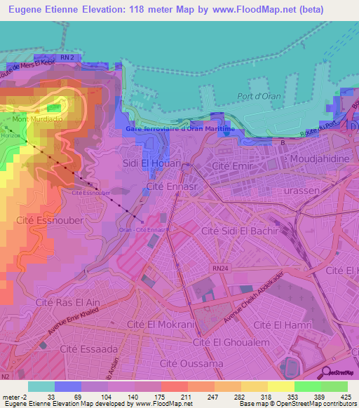 Eugene Etienne,Algeria Elevation Map