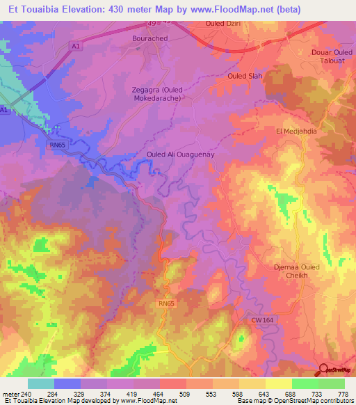 Et Touaibia,Algeria Elevation Map