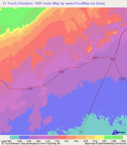 El Yourh,Algeria Elevation Map