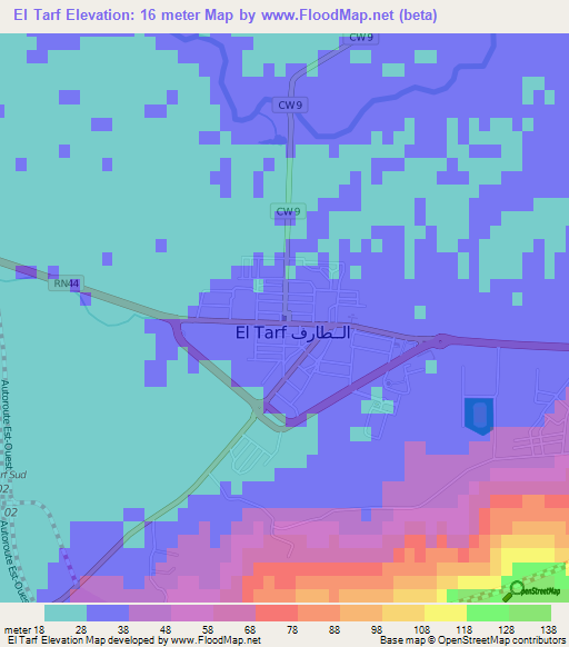 El Tarf,Algeria Elevation Map