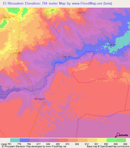 El Rhoualem,Algeria Elevation Map