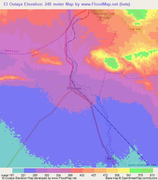 El Outaya,Algeria Elevation Map