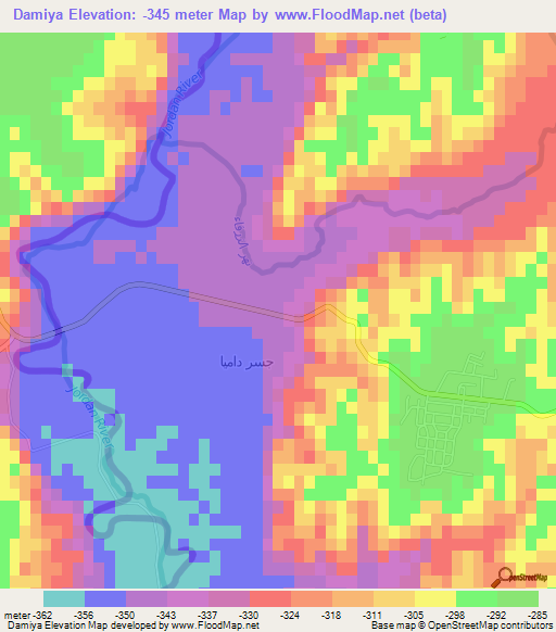 Damiya,Jordan Elevation Map