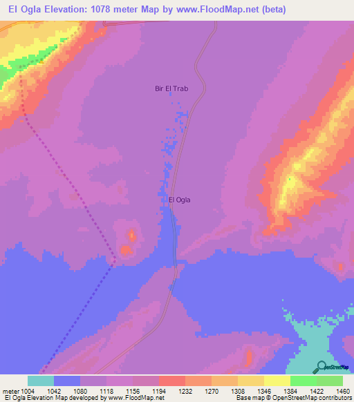 El Ogla,Algeria Elevation Map