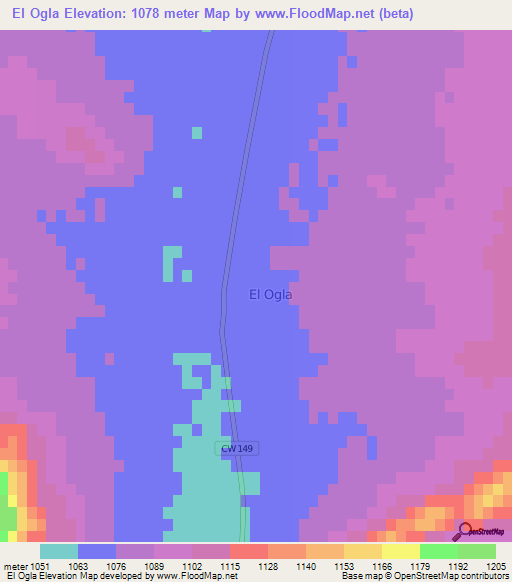 El Ogla,Algeria Elevation Map