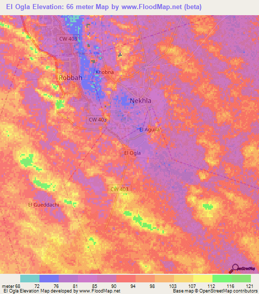 El Ogla,Algeria Elevation Map