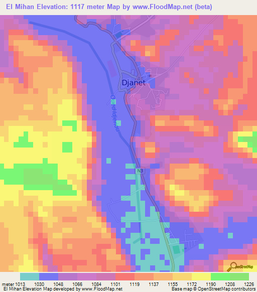 El Mihan,Algeria Elevation Map