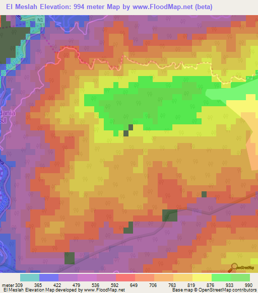 El Meslah,Algeria Elevation Map