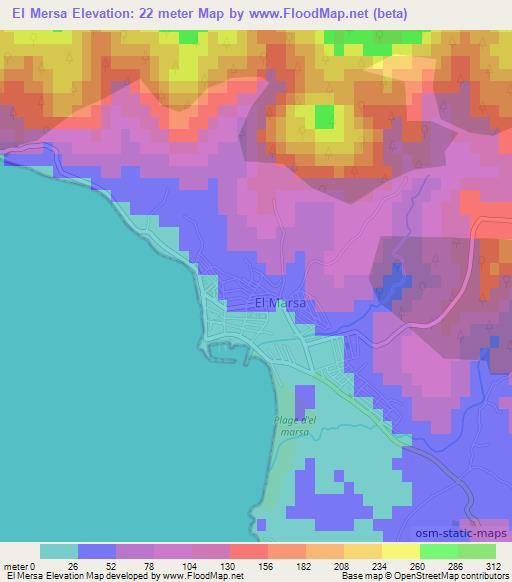 El Mersa,Algeria Elevation Map