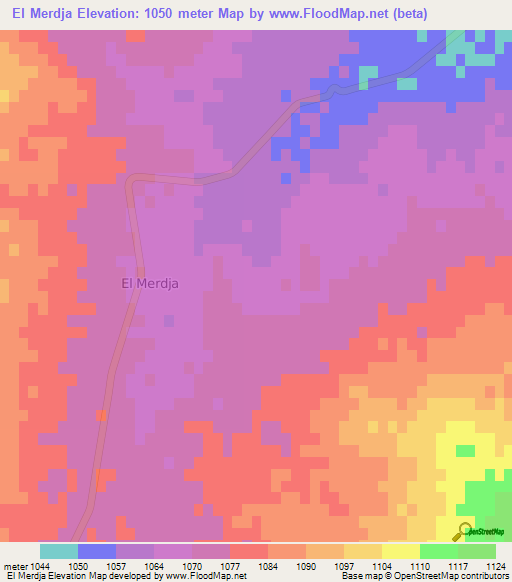 El Merdja,Algeria Elevation Map