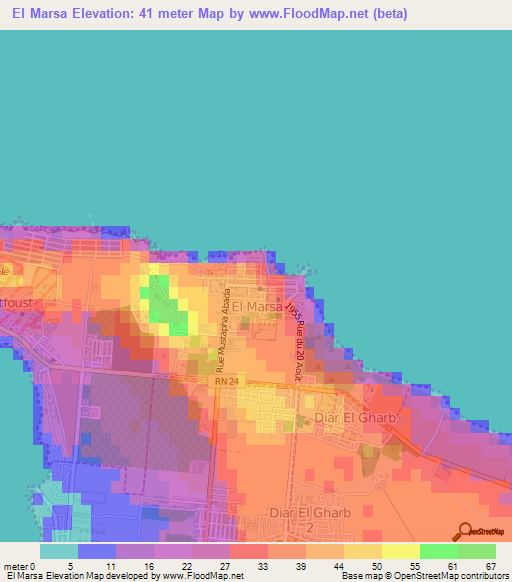 El Marsa,Algeria Elevation Map