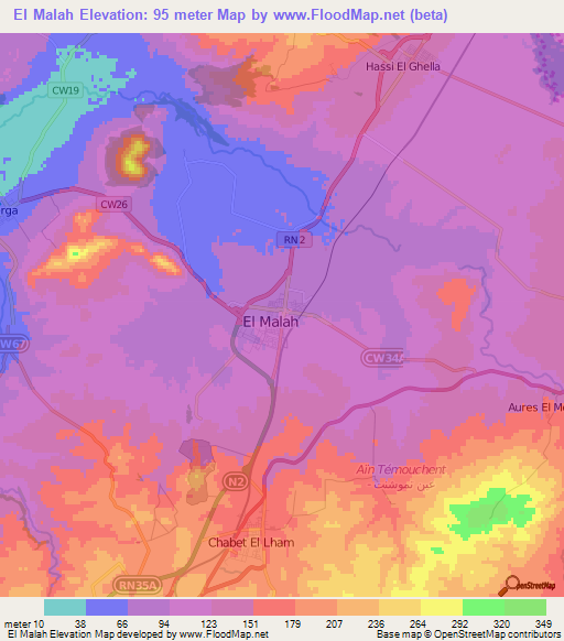El Malah,Algeria Elevation Map