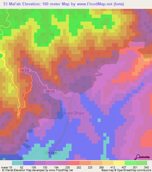 El Mal'ab,Algeria Elevation Map