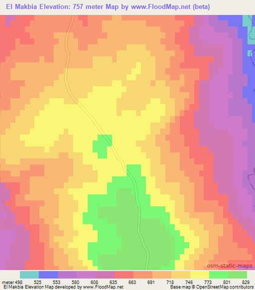 El Makbia,Algeria Elevation Map