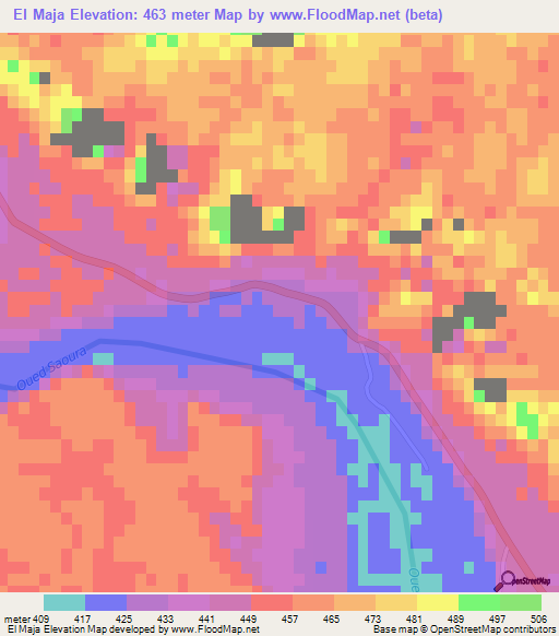 El Maja,Algeria Elevation Map
