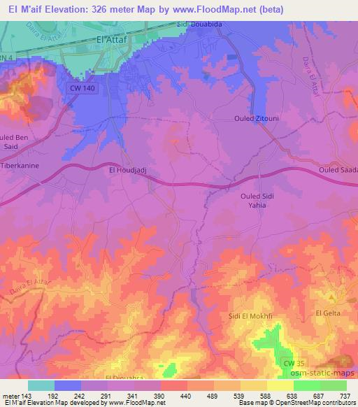 El M'aif,Algeria Elevation Map