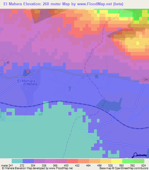 El Mahera,Algeria Elevation Map