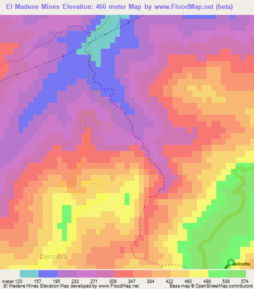 El Madene Mines,Algeria Elevation Map