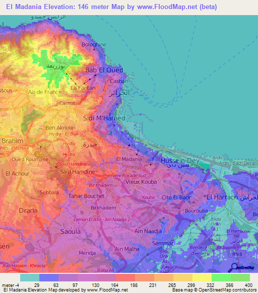 El Madania,Algeria Elevation Map