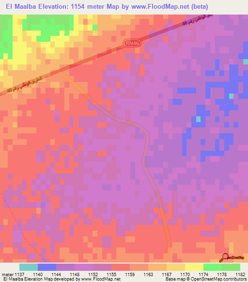 El Maalba,Algeria Elevation Map
