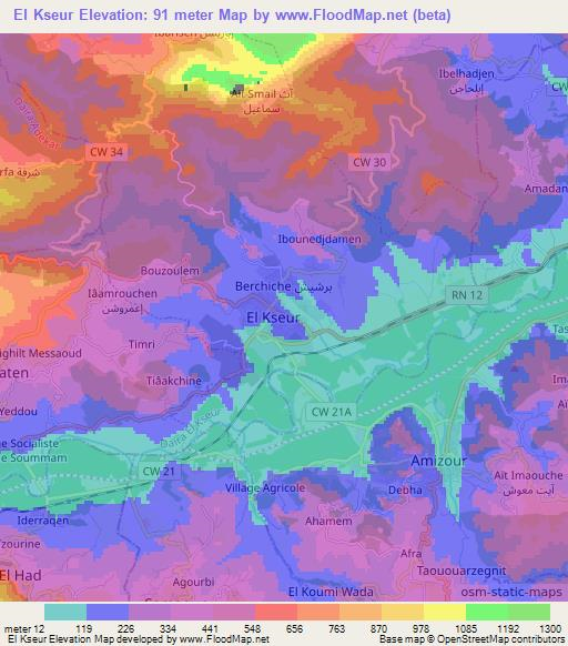 El Kseur,Algeria Elevation Map