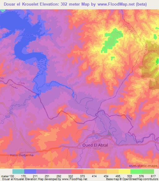 Douar el Krouelet,Algeria Elevation Map