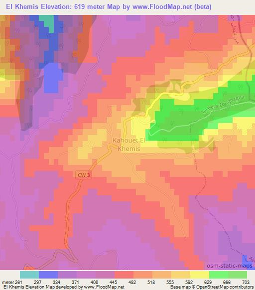 El Khemis,Algeria Elevation Map