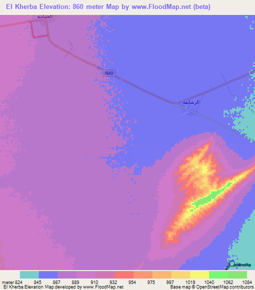 El Kherba,Algeria Elevation Map