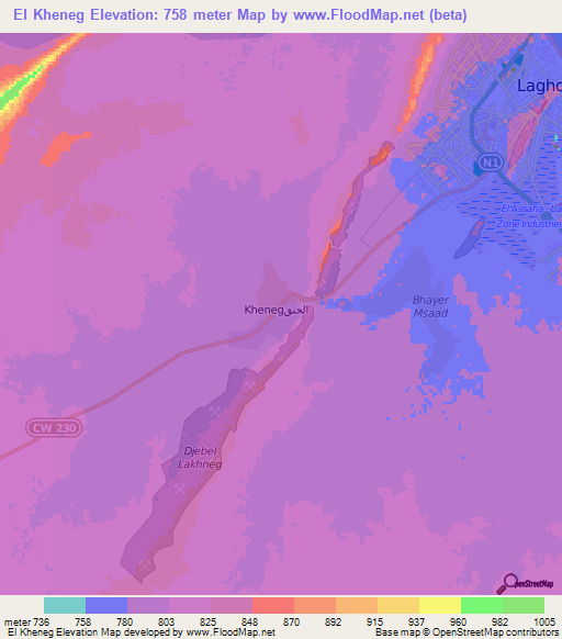 El Kheneg,Algeria Elevation Map