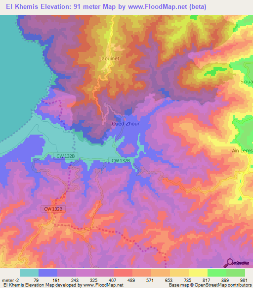 El Khemis,Algeria Elevation Map