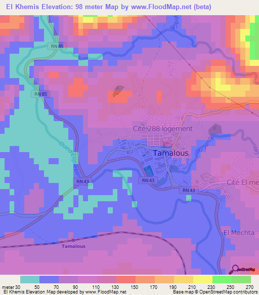 El Khemis,Algeria Elevation Map