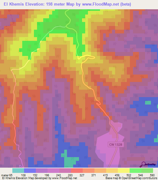 El Khemis,Algeria Elevation Map