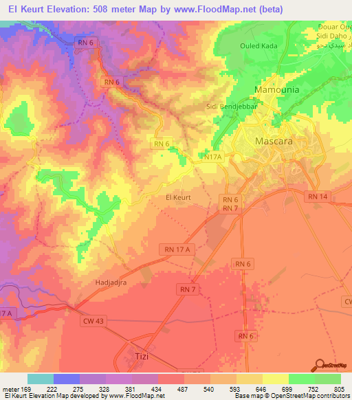 El Keurt,Algeria Elevation Map