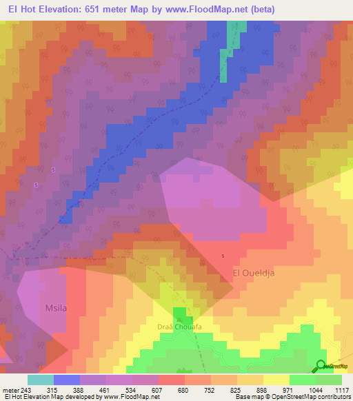 El Hot,Algeria Elevation Map