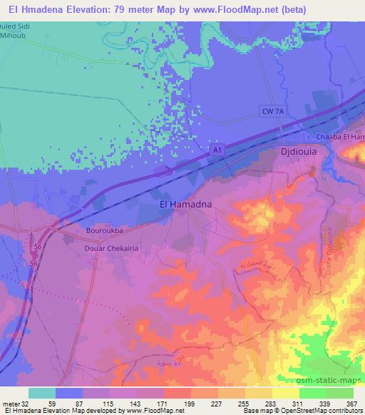 El Hmadena,Algeria Elevation Map