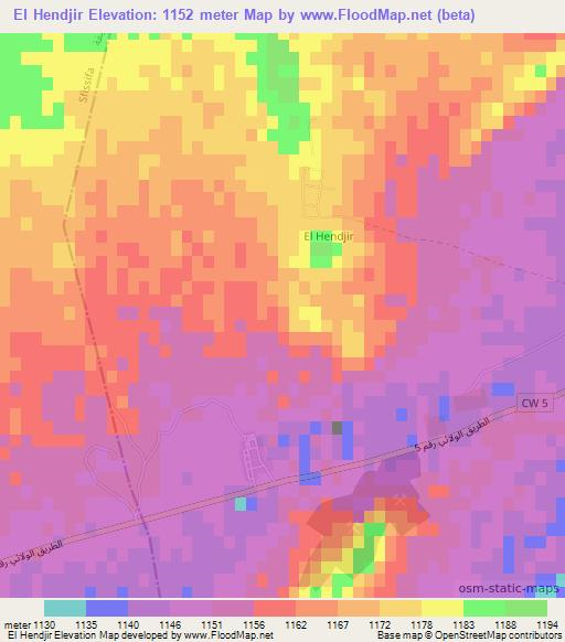El Hendjir,Algeria Elevation Map
