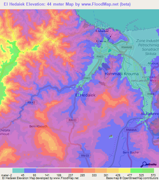 El Hedaiek,Algeria Elevation Map