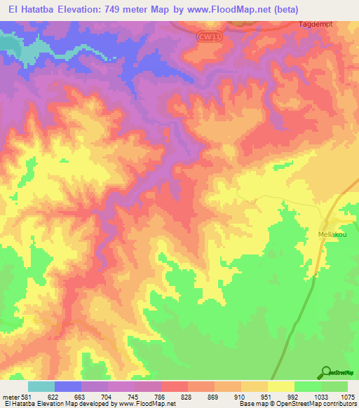 El Hatatba,Algeria Elevation Map