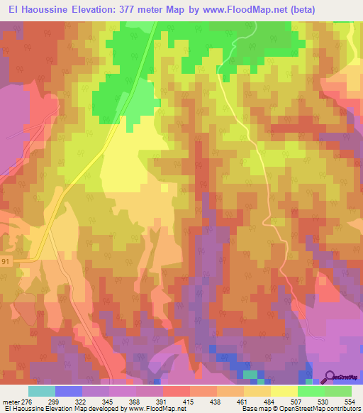 El Haoussine,Algeria Elevation Map
