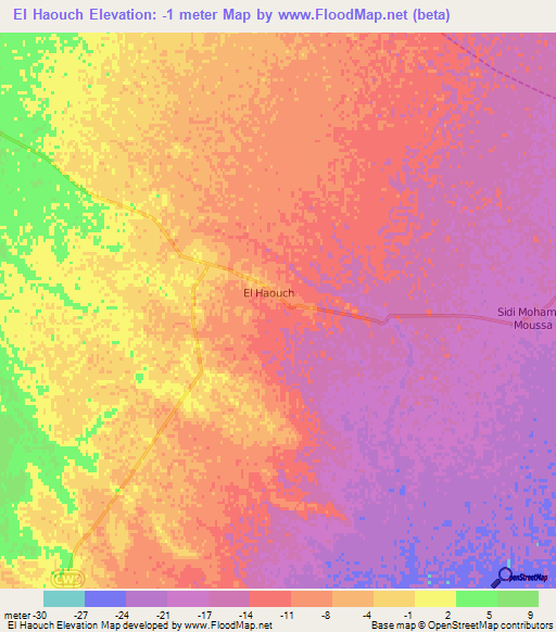 El Haouch,Algeria Elevation Map