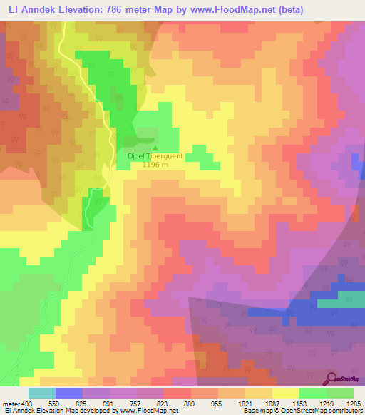 El Anndek,Algeria Elevation Map