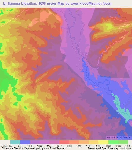 El Hamma,Algeria Elevation Map
