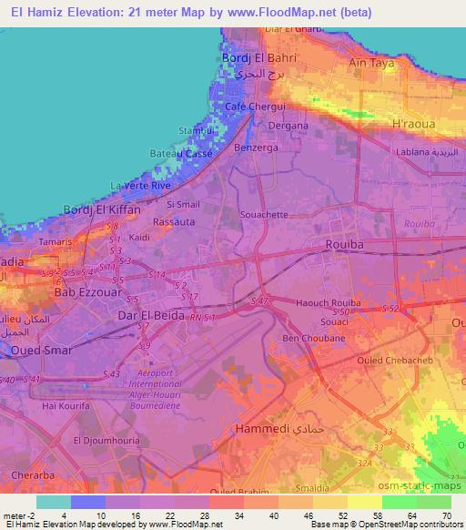 El Hamiz,Algeria Elevation Map