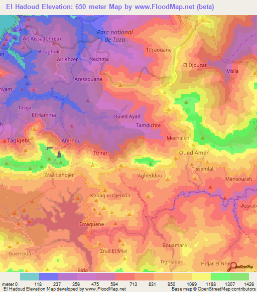 El Hadoud,Algeria Elevation Map